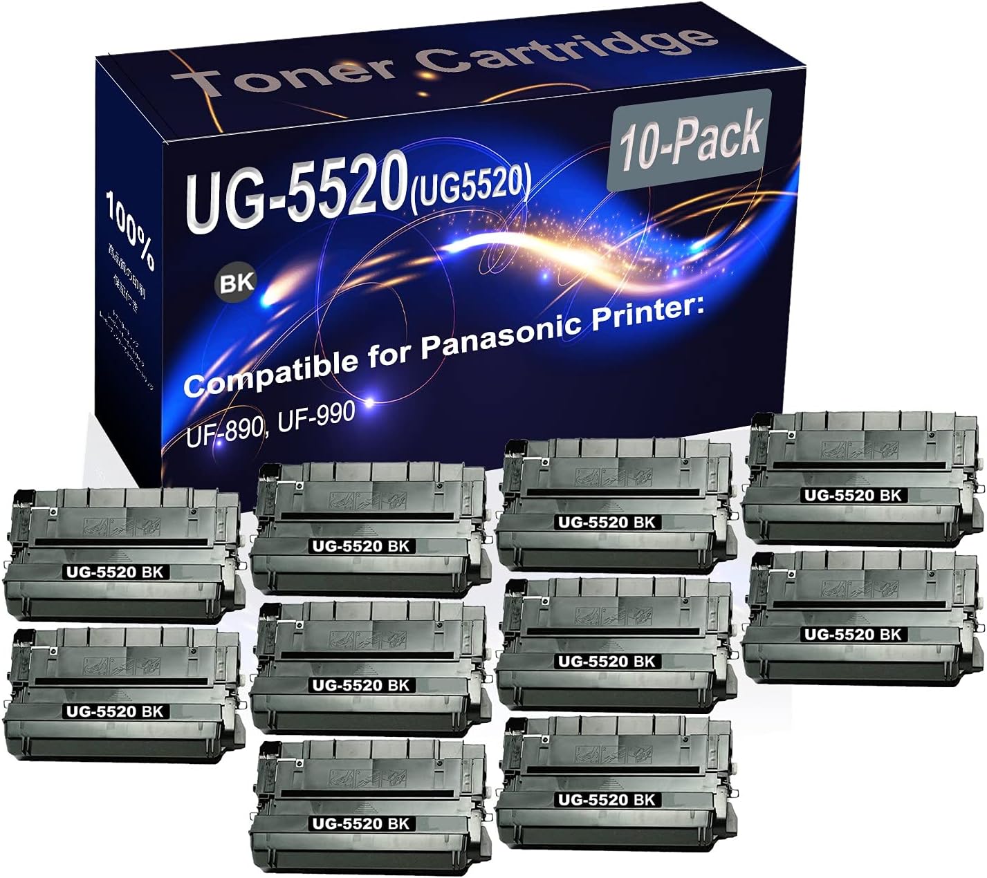 Kolasels 10-Pack (Black) Compatible UF-890 UF-990 Laser Printer Cartridge (High Capacity) Replacement for Panasonic UG-5520 (UG5520) Printer Cartridge