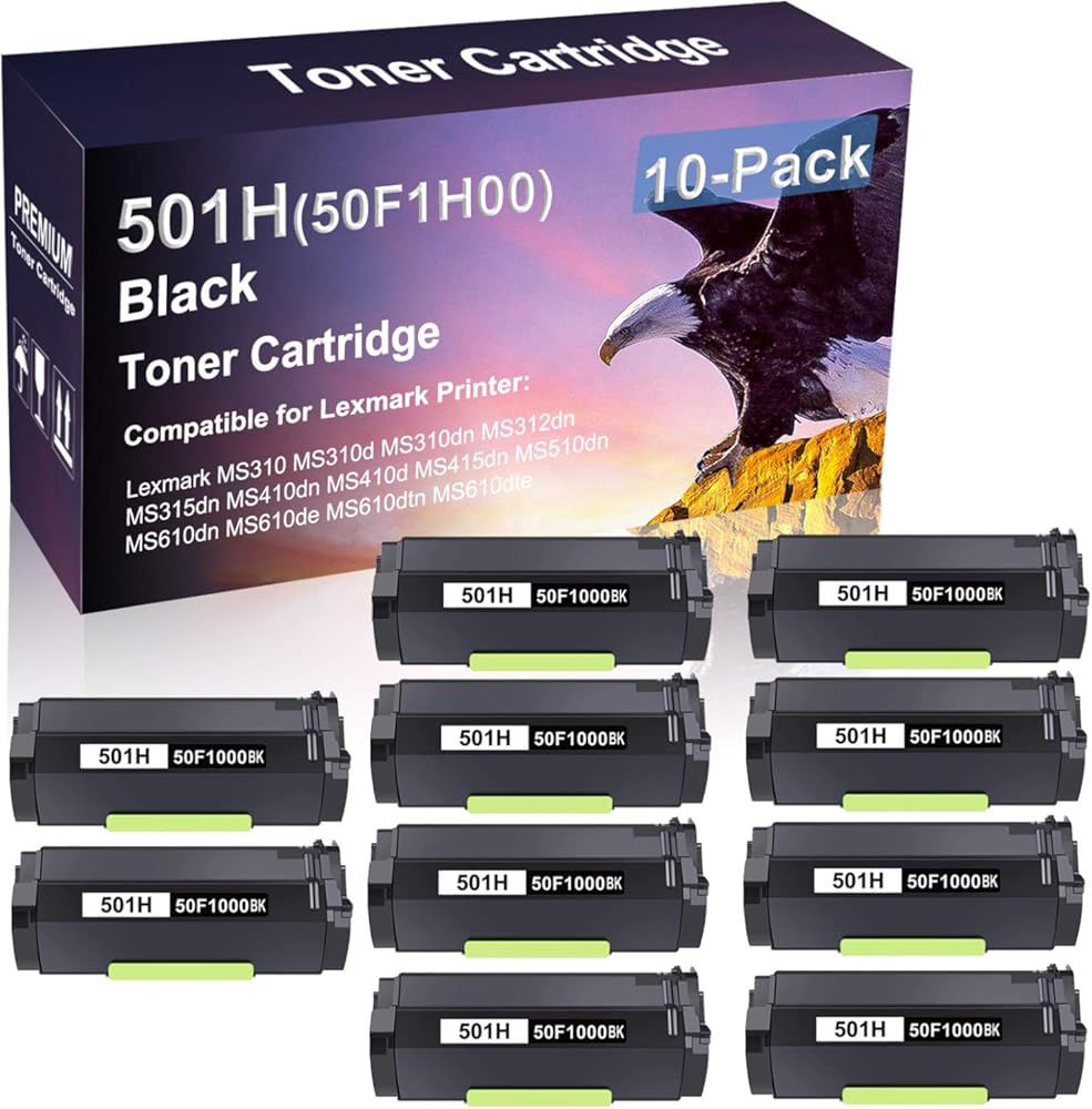 Credibility Store 10 Pack (Black) Compatible High Yield 501H | 50F1H00 Laser Printer Toner Cartridge use for MS310 MS310d MS310dn MS312dn MS315dn Printer