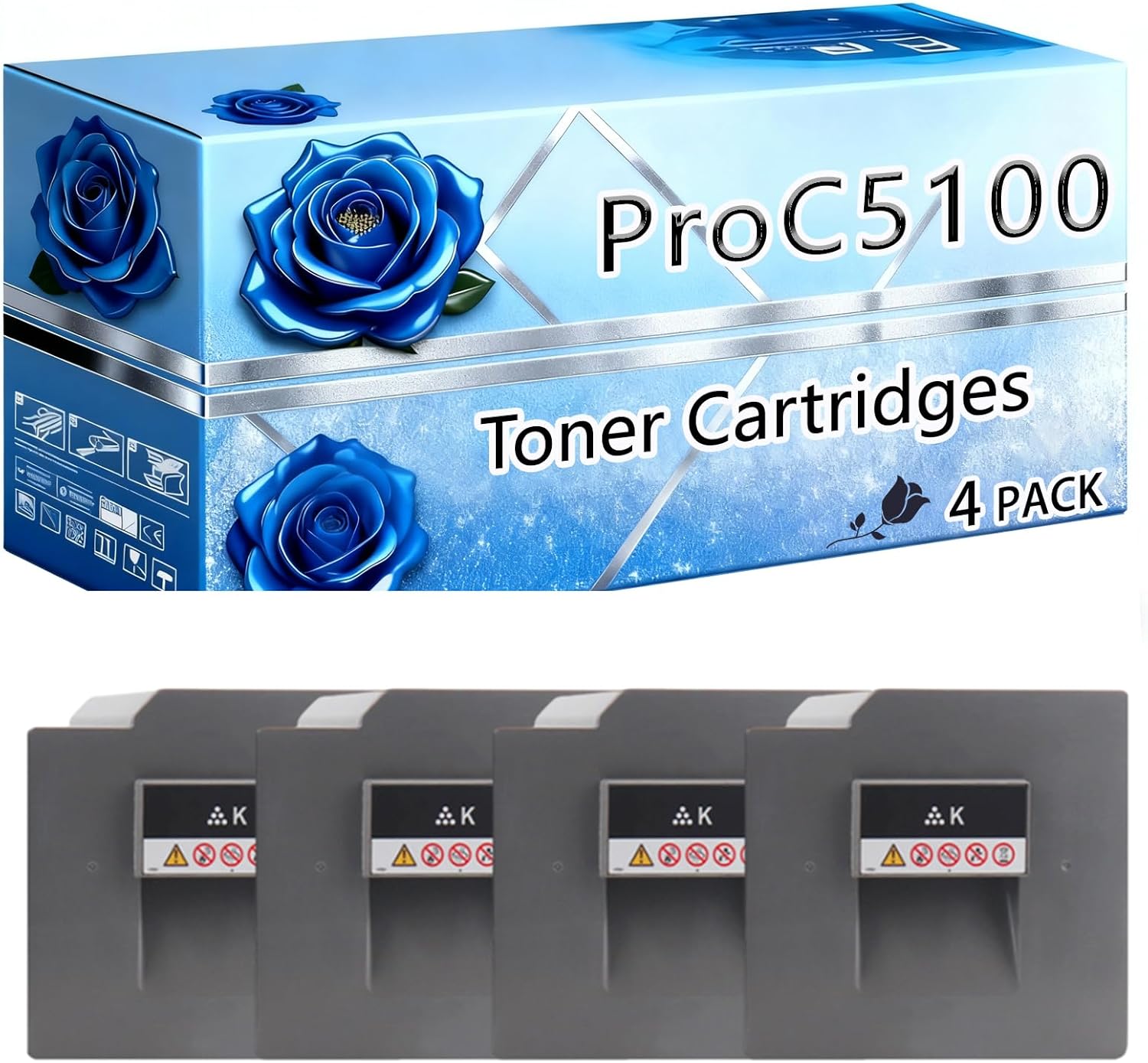 BIVOL Compatible Toner Cartridges Replacement for Ricoh ProC5100s High Yield 50000 Pages Pro C5100s C5110s Printers (4 Pack Black)