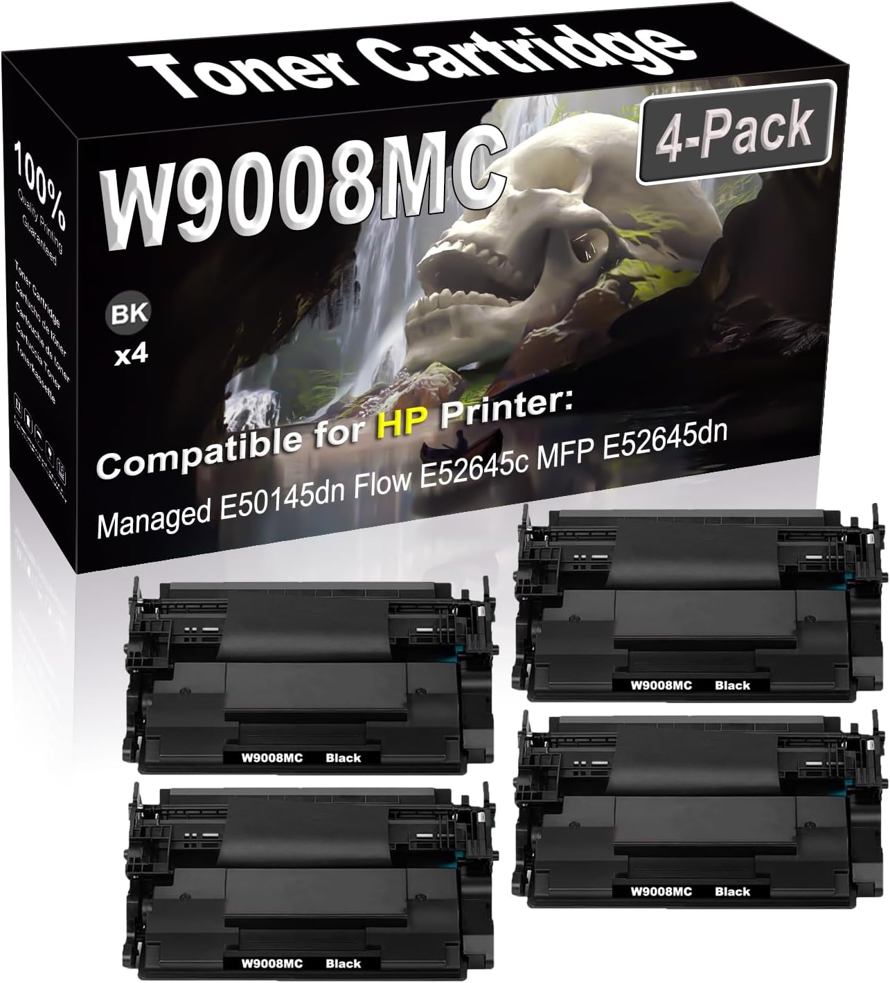 SINIYA 4-Pack Compatible High Capacity W9008 W9008MC Imaging Toner Cartridge use for Managed E50145dn Flow E52645c MFP E52645dn Printer (Black)