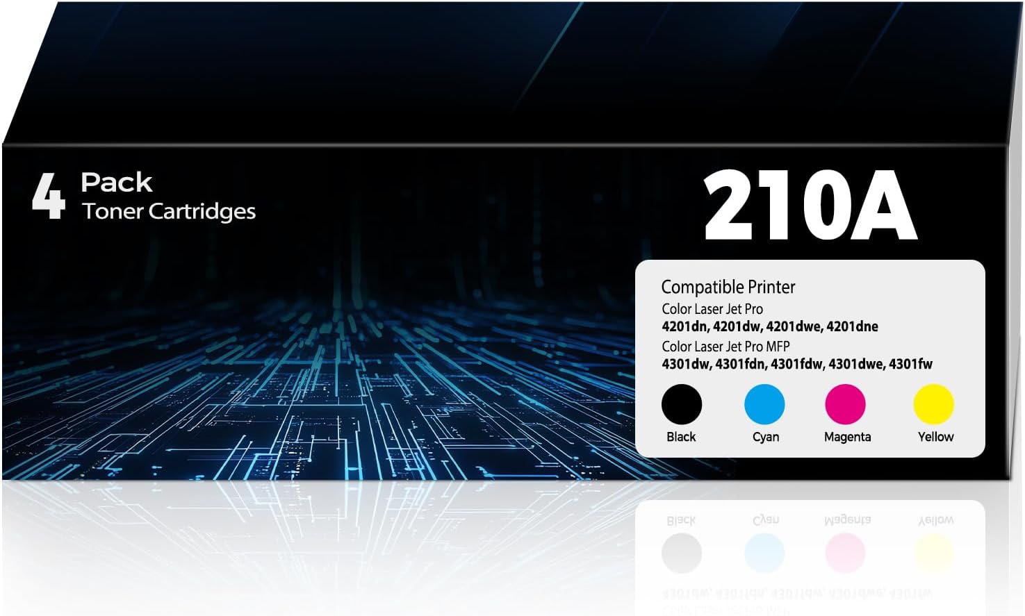 210A Toner Cartridges Compatible for HP 210A 210X Toner Color Laser Jet Pro MFP 4301fdw MFP 4301fdn Compatible for Color Laser Jet Pro 4201dw 4201dn ColorPro MFP 4301 4201 Series (4 Pack with Chip)