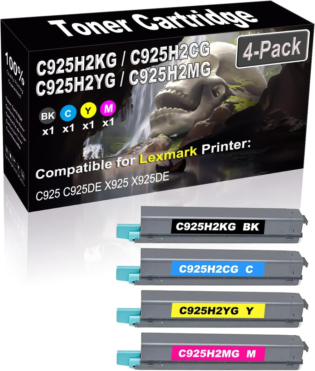 SINIYA 4-Pack (BK+C+Y+M) Compatible High Yield C925H2KG C925H2CG C925H2YG C925H2MG Laser Printer Toner Cartridge Used for C925 C925DE X925 X925DE Printer