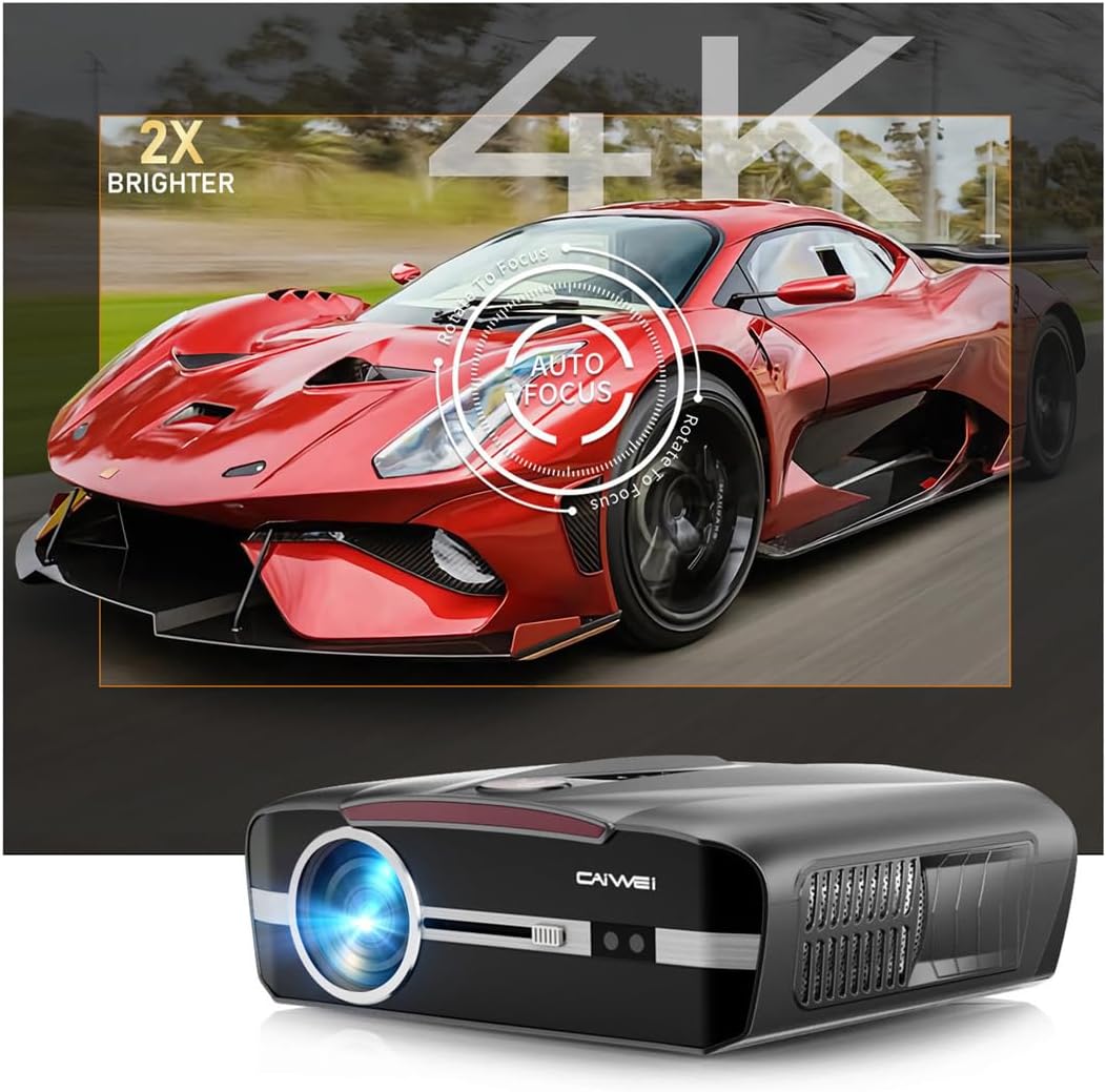 Daylight Projector 2300 ANSI Ultra HD 4K HDR10+ Daytime Smart Projector with Tof Autofocus Short Throw Home Theater Projector with Wifi Bluetooth Android TV LAN for Bright Room Gaming Outdoor Movie
