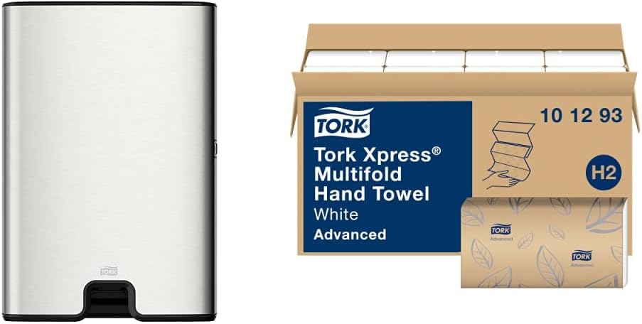 Tork Xpress Multifold Paper Towel Dispenser (Stainless Steel) and Tork Xpress Soft Multifold Hand Towels (16 Packs)