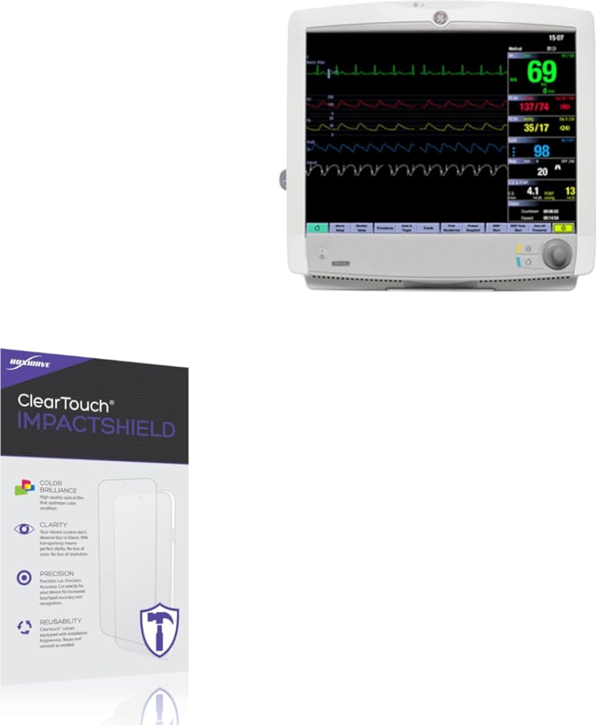 BoxWave Screen Protector Compatible with GE Carescape B650 - ClearTouch ImpactShield (2-Pack), Impenetrable Screen Protector Flexible Film