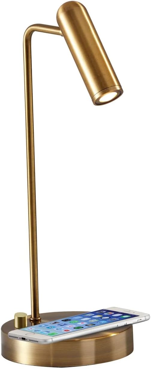 Adesso 3162-21 Kaye LED Desk Lamp Wireless Charging, 7W LED, 5W QI, USB Port, Indoor Lighting Lamps