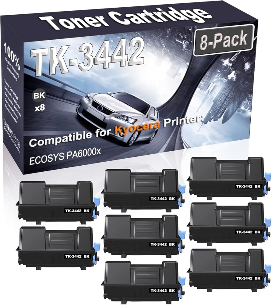 Kolasels 8-Pack (Black) Compatible ECOSYS PA6000x Laser Printer Cartridge (High Capacity) Replacement for Kyocera TK-3442 TK3442 | 1T0C0T0US0 Printer Cartridge