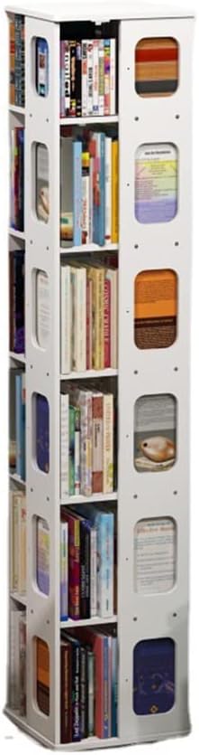 360 Degrees Revolving Display Case, Rotating Bookshelf, Rectangle Revolving Bookcase, Home/Office/Kids Room Multifunctional Storage Rack (Color : White, Size : 5 Layers)