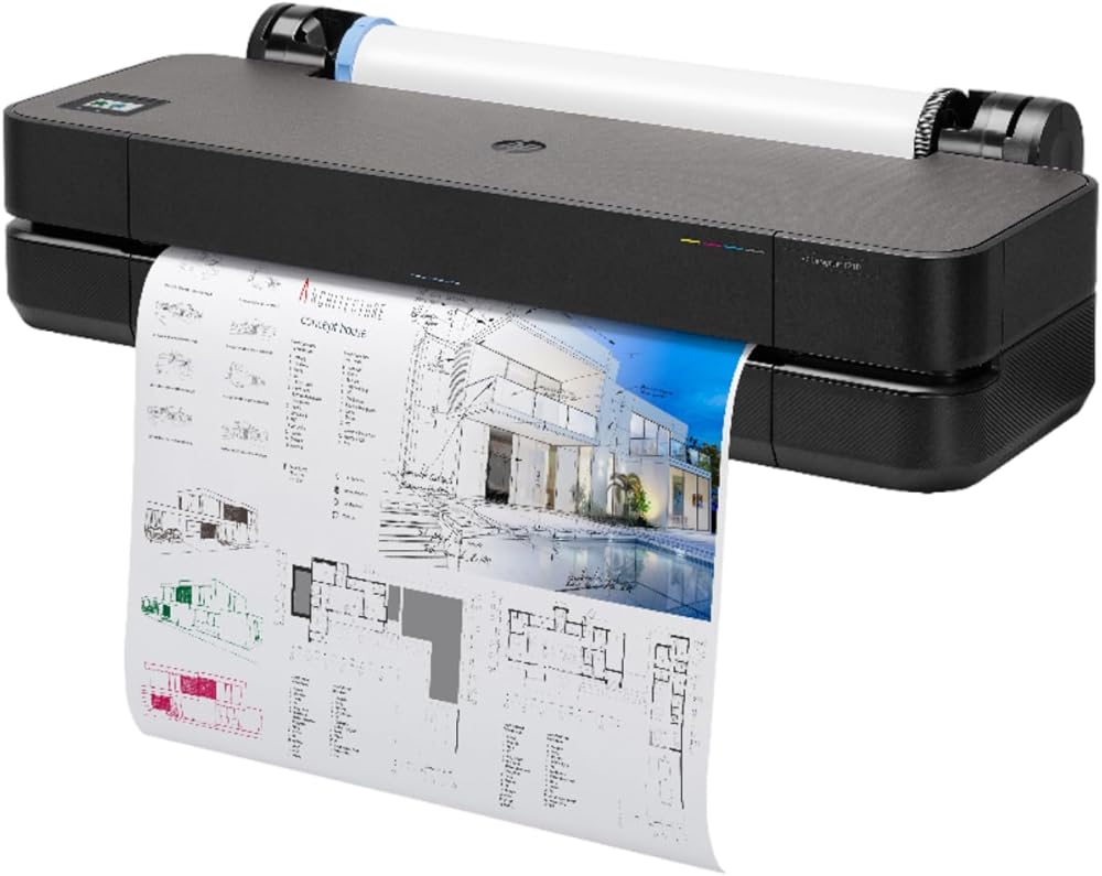 HP DesignJet T210 Large 24-Inch Plotter Printer for Easy CAD & Poster Prints (8AG32T), Includes 2-Year Warranty & Support