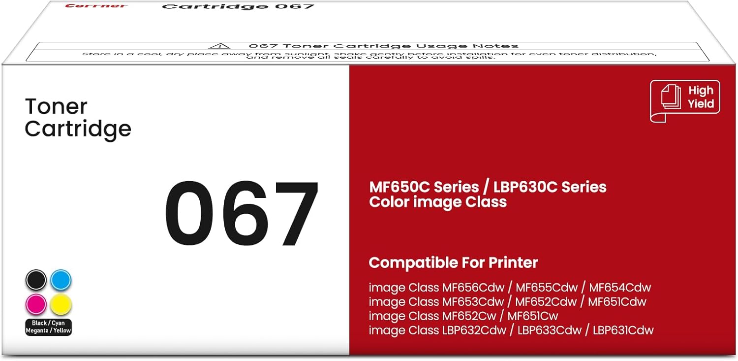 067 067H Toner Cartridge Set Mf656Cdw Mf656 Mf652Cdw High Yield Compatible for Canon 067 Toner Cartridge Set for Canon Color imageCLASS Mf656Cdw Mf654Cdw LBP632Cdw MF650C Mf653Cdw LBP630C 4 Pack