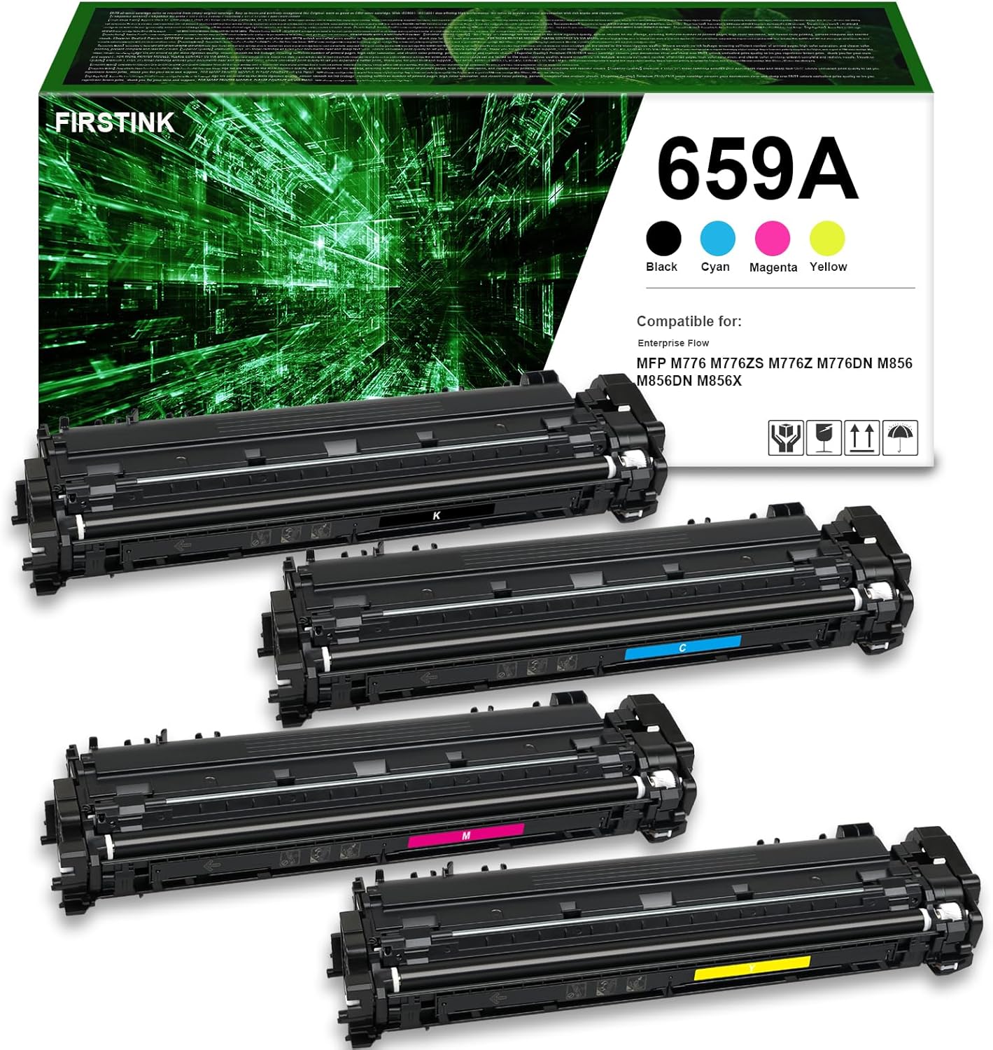 High Capacity 659 659A Toner Cartridges 659X W2010A W2011A W2012A W2013A Toner Compatible for Color Enterprise MFP M856DN M856X M776 M776DN M776Z M776ZS Printers(4-Pack)