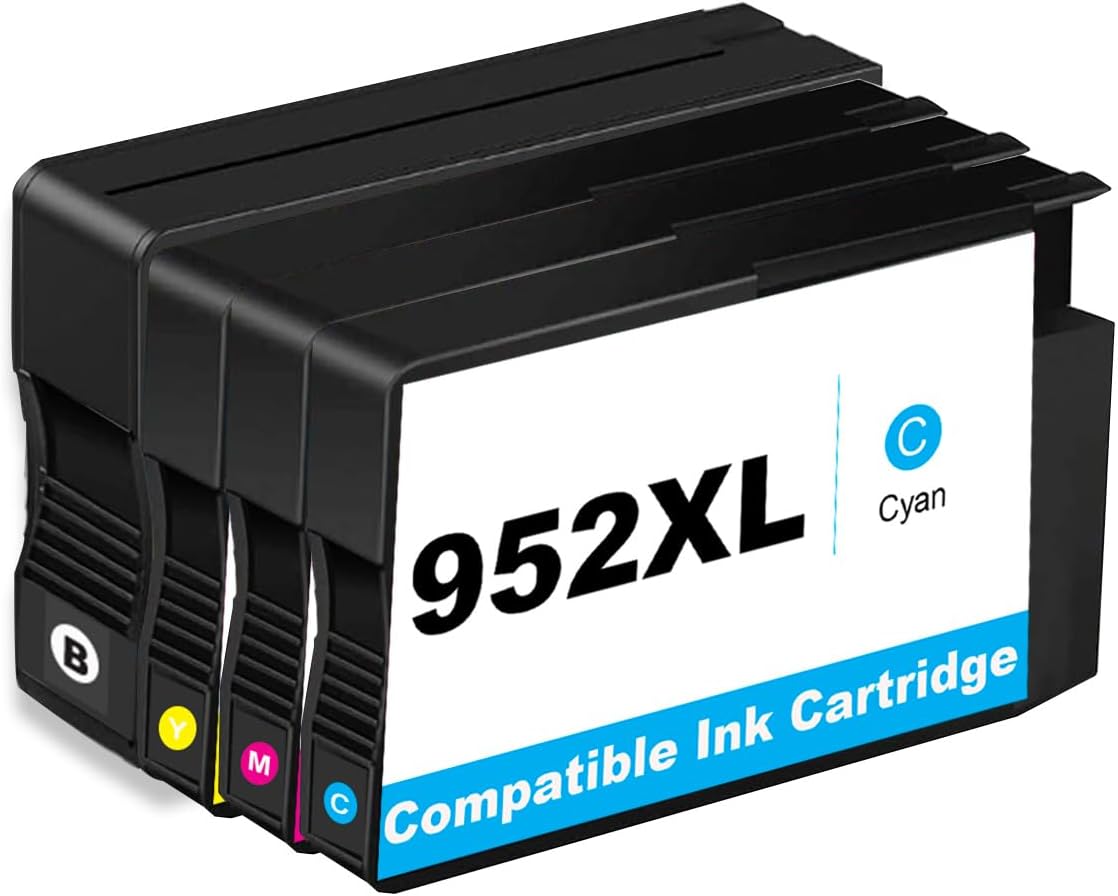 952 XL Ink Cartridges Combo Pack Compatible for HP 952XL for HP952 OfficeJet 8702 Pro 8710 7740 8720 8725 8210 8715 8740 7720 8730 8216 8700 8200 8716 Printers Black Cyan Magenta Yellow 4-Pack