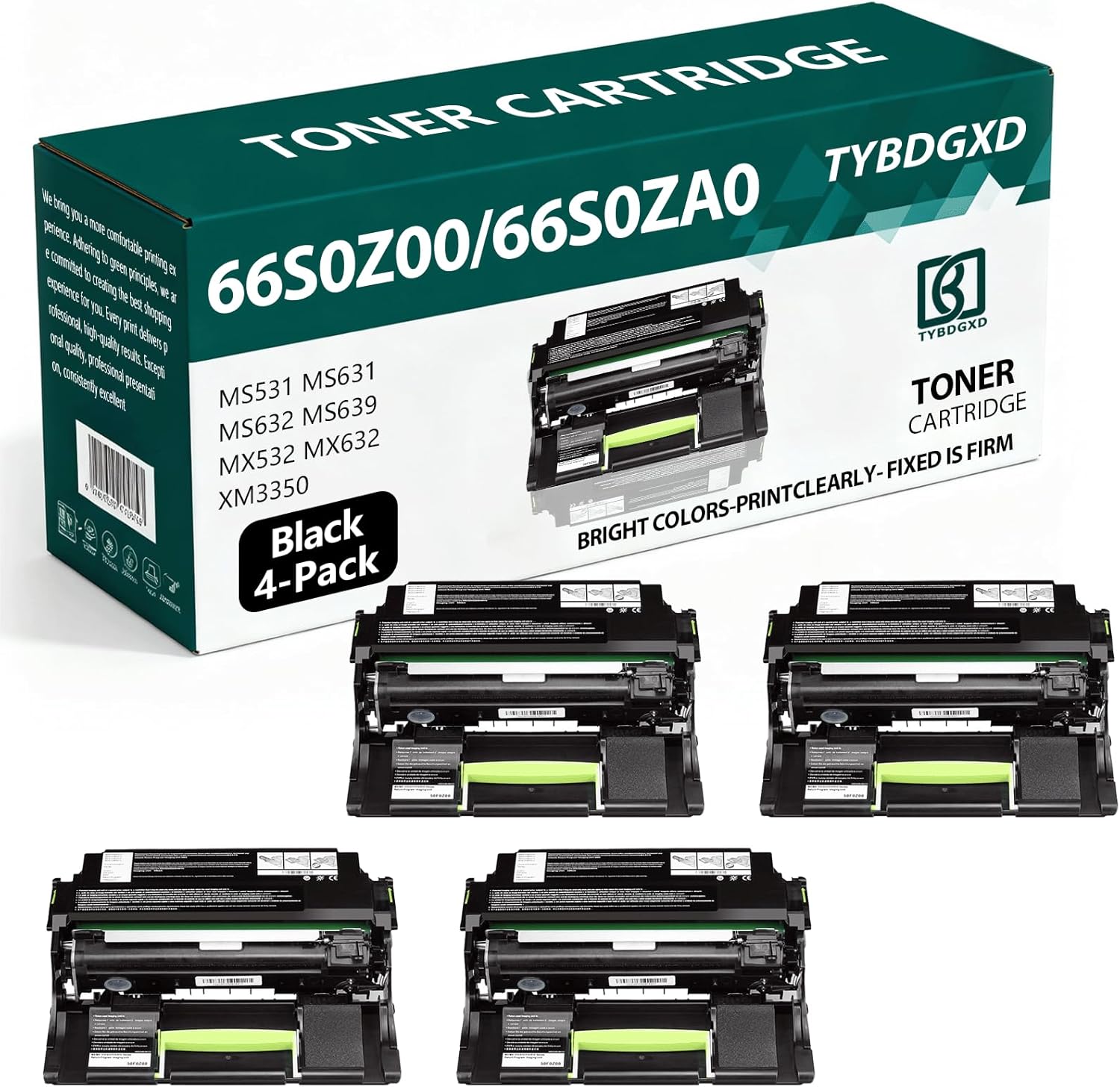 TYBDGXD 66S0Z00 66S0ZA0 High Yield Black 75,000 Pages Imaging Unit Compatible for Lexmark Compatible Replacement for Lexmark MS531 MS631 MS632 MS639 MX532 MX632 XM3350 Printers,4-Pack