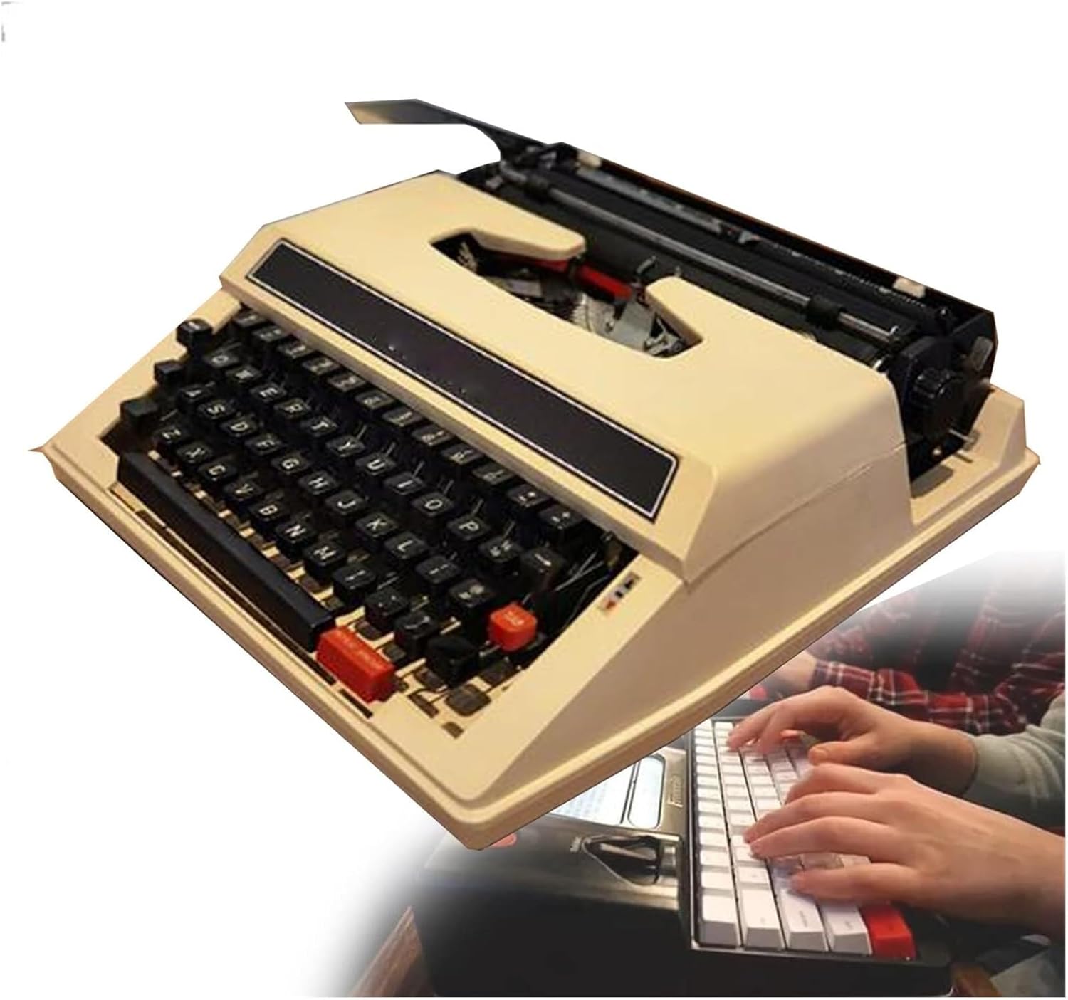 Manual Typewriter Traditional Retro Style, Typewriter Portable Old Fashioned Manual Typewriter,Fit Write Novels in The Depths of The Jungle(B)