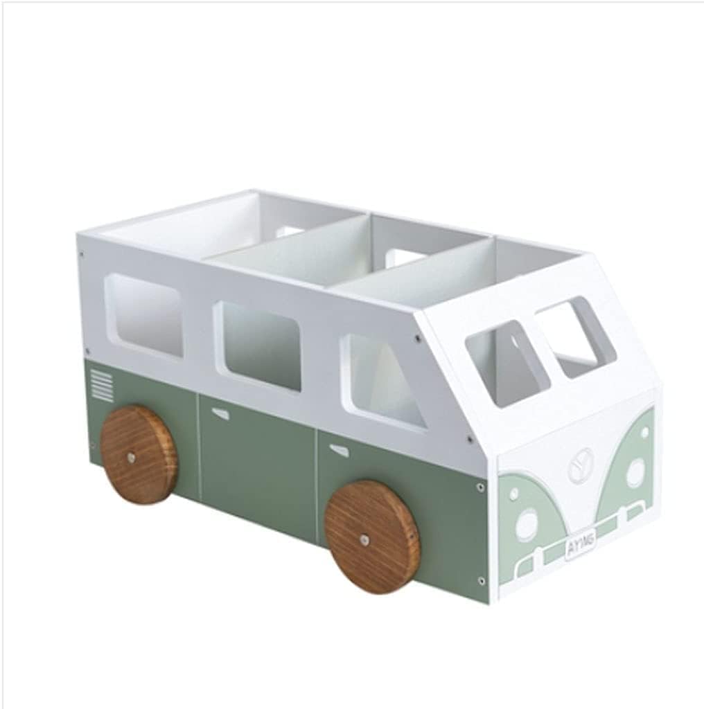 LSHAOBO Bookshelf Bus-Shaped Bookshelf Storage Display Cabinet, Children's Bookcase, Multi-Function Desktop Shelf for Living Room and Bedroom(Color:Green)