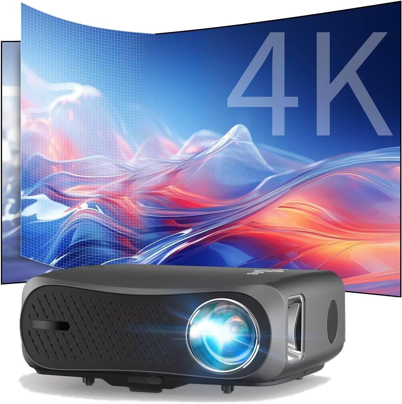 4K Smart Daylight Visible Projector 5G WiFi Bluetooth, 1600 ANSI Lumens Native 1080P HD Outdoor Movie Projectors, Android TV with Apps 4D Keystone, Zoom, Home Theater Games 200