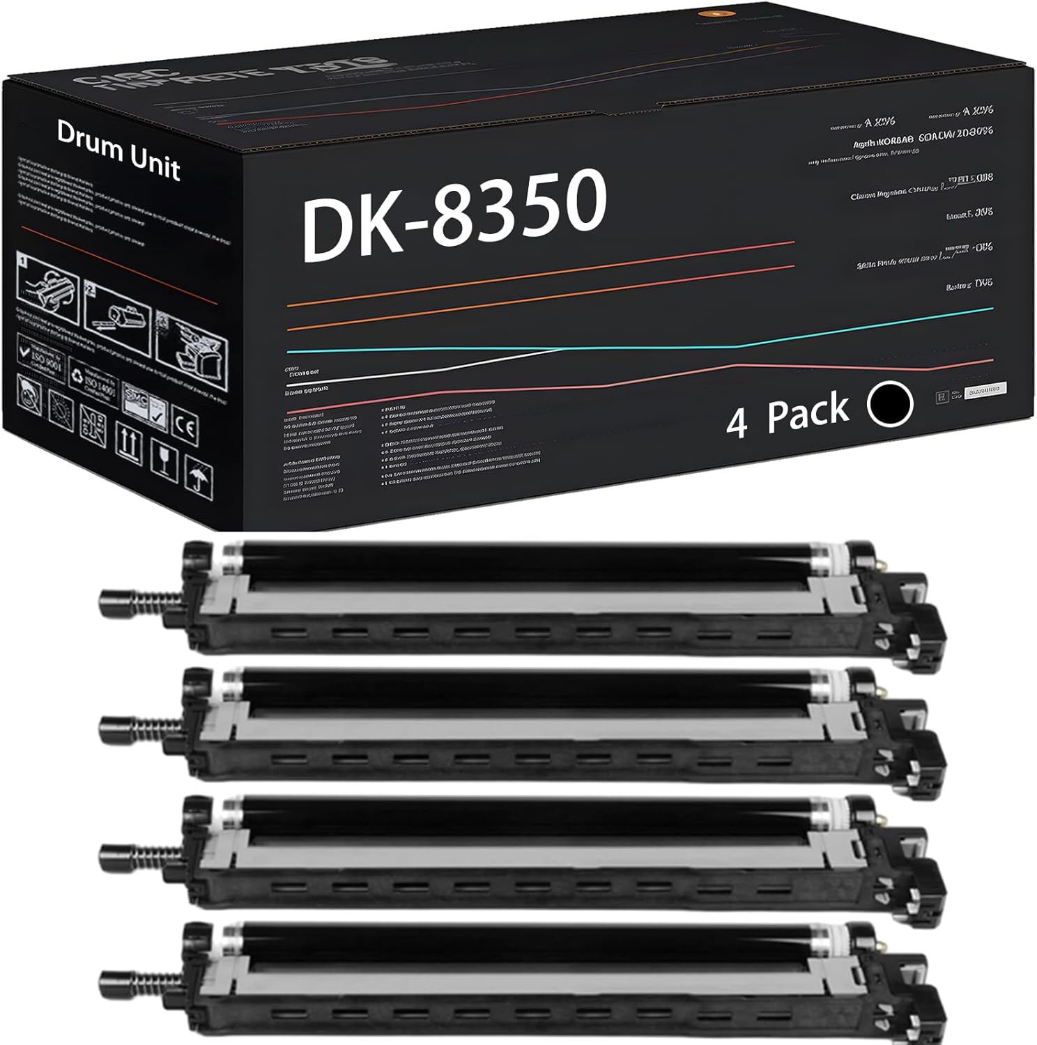 UVUMB DK-8350 Drum Unit Compatible for Kyocera TASKalfa 2552ci 2553ci 3252ci 3253ci Printers, with Chip, High Yield 160000 Pages, High-Definition Printing (4 Pack Black)