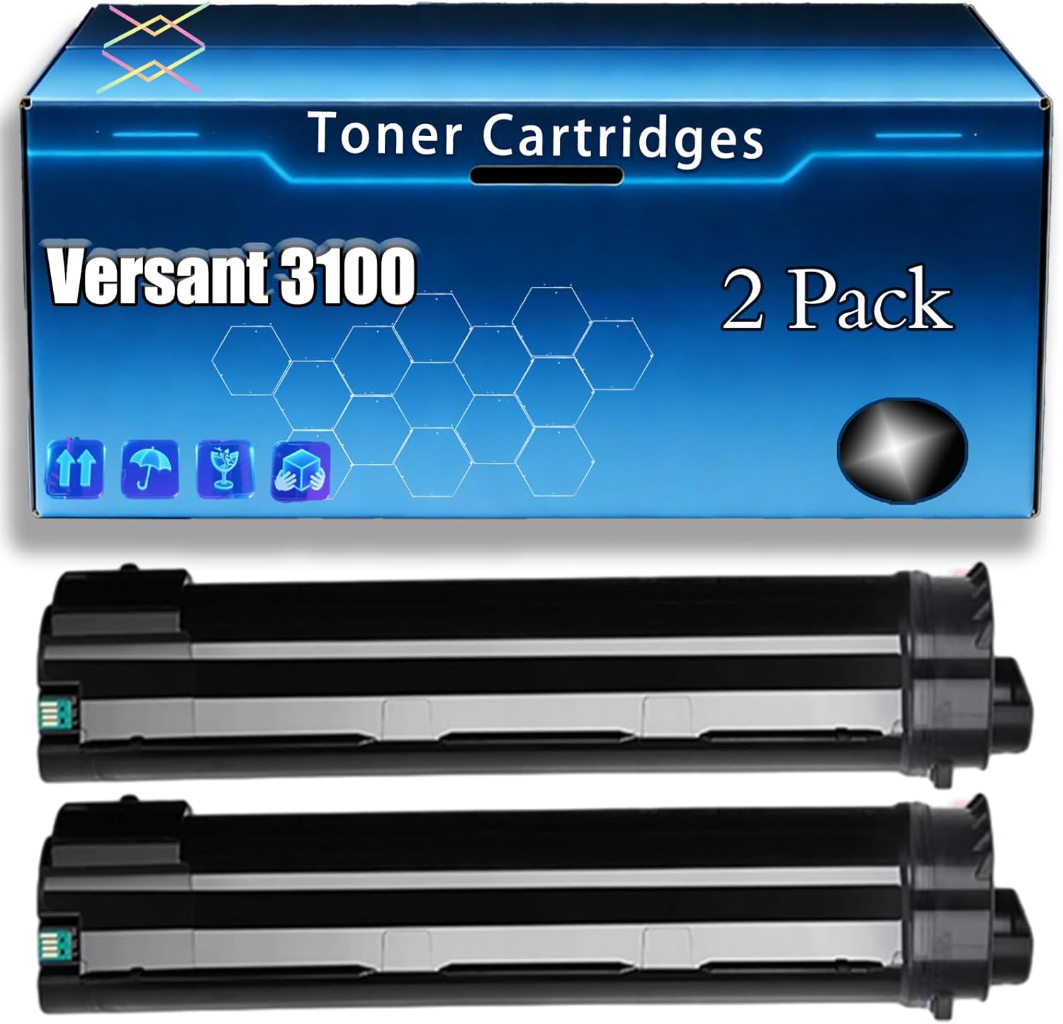 Versant 3100 Toner Cartridges Compatible for Xerox Versant 3100 Press Printers, with Chip, Bright Colors Clear Printing (2 Pack Black)
