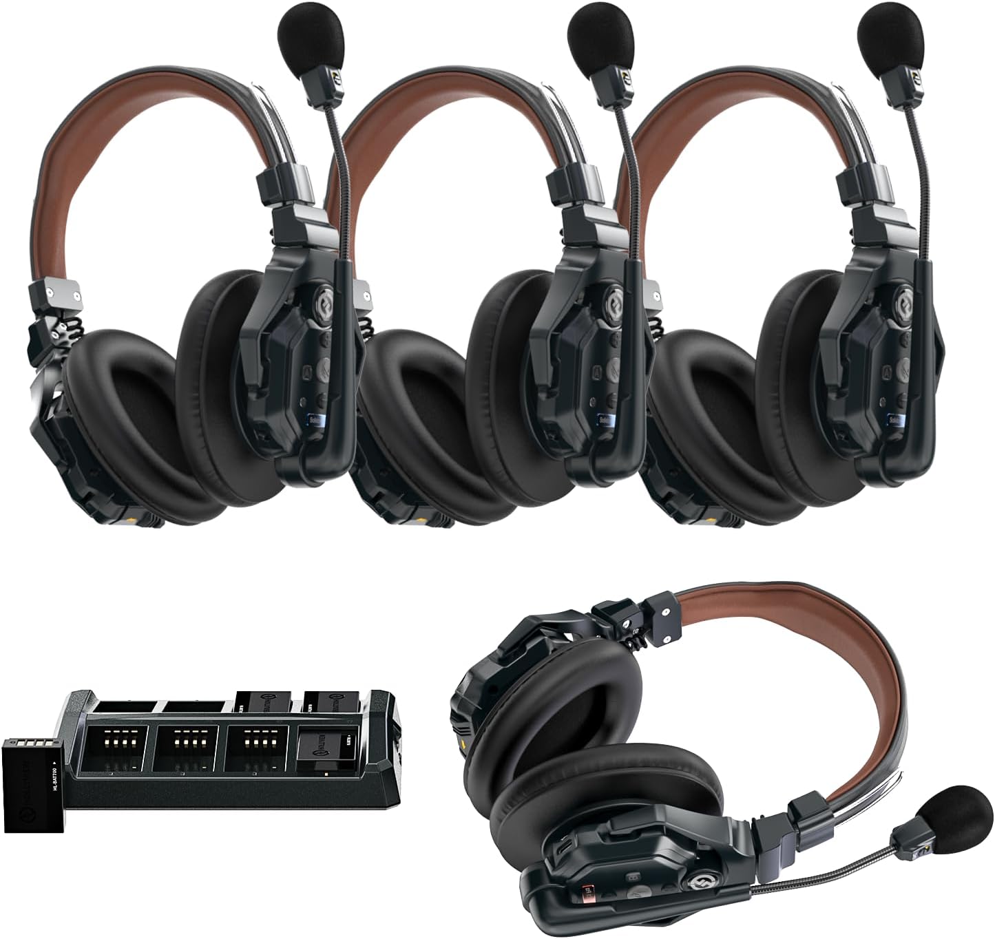 Hollyland Solidcom C1 Pro Wireless Intercom Headset System ENC Full Duplex 4-Person 1100ft Team Communication with PTT Mute Headset for Church Drone TV Film Production（Double-Ear Version）…