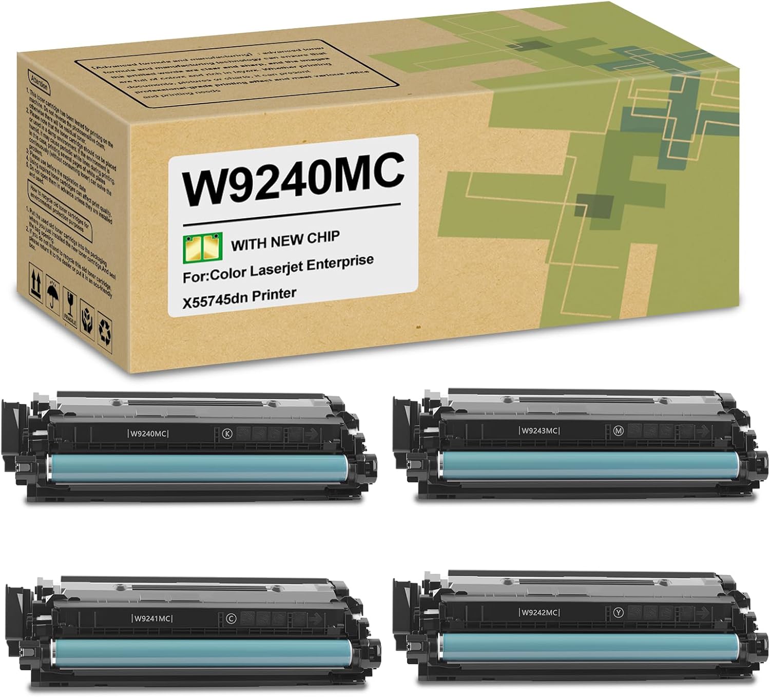 FIRSTINK Ultra High Capacity W9240MC W9241MC W9242MC W9243MC Toner Cartridges Compatible with Color Laserjet Enterprise X55745dn Printer Toner(4-Pack Black Cyan Magenta Yellow)