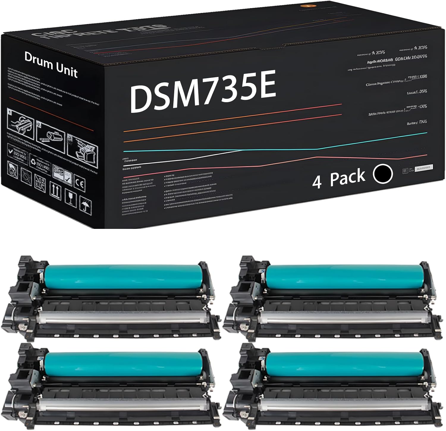 UVUMB Compatible with Gestetner DSM735E Drum Unit Work for Gestetner DSM735E DSM745E DSM745EP DSM745ESP DSM745ESPF Printers (4 Pack Black)