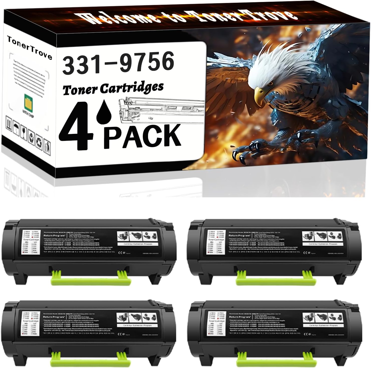 331-9756 Toner Cartridges Compatible for Dell B5460dn B5465dnf Printers, Office Printing is Easy Clear Smooth (4 Pack Black)