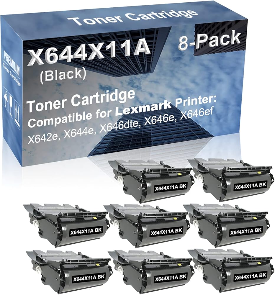 8-Pack Compatible High Yield X642e, X644e, X646dte, X646e, X646ef Printer Cartridge Replacement for X644X11A X644X21A Toner Cartridge (Black)