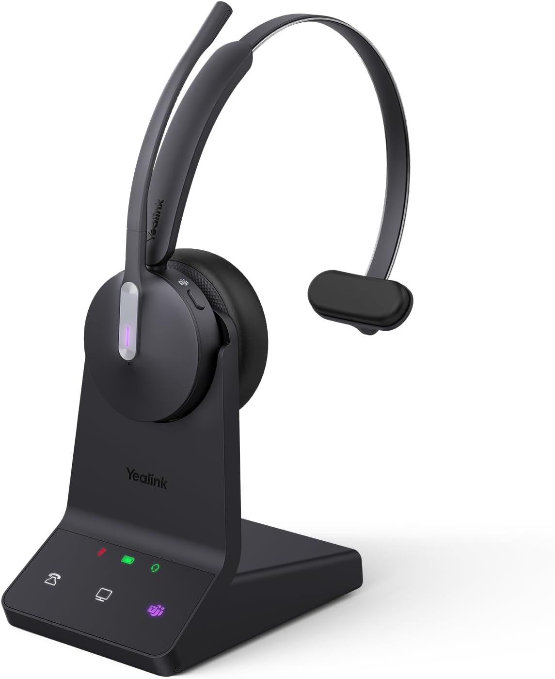 Yealink WH64 DECT & Bluetooth Mono Teams Wireless Headset, 606ft Long Range Work Headphones 3X Noise Cancelling Mic, 26H Calls, Ringtone, Office Single On Ear Headsets (DeskPhone,Laptop,PC,Cellphone)