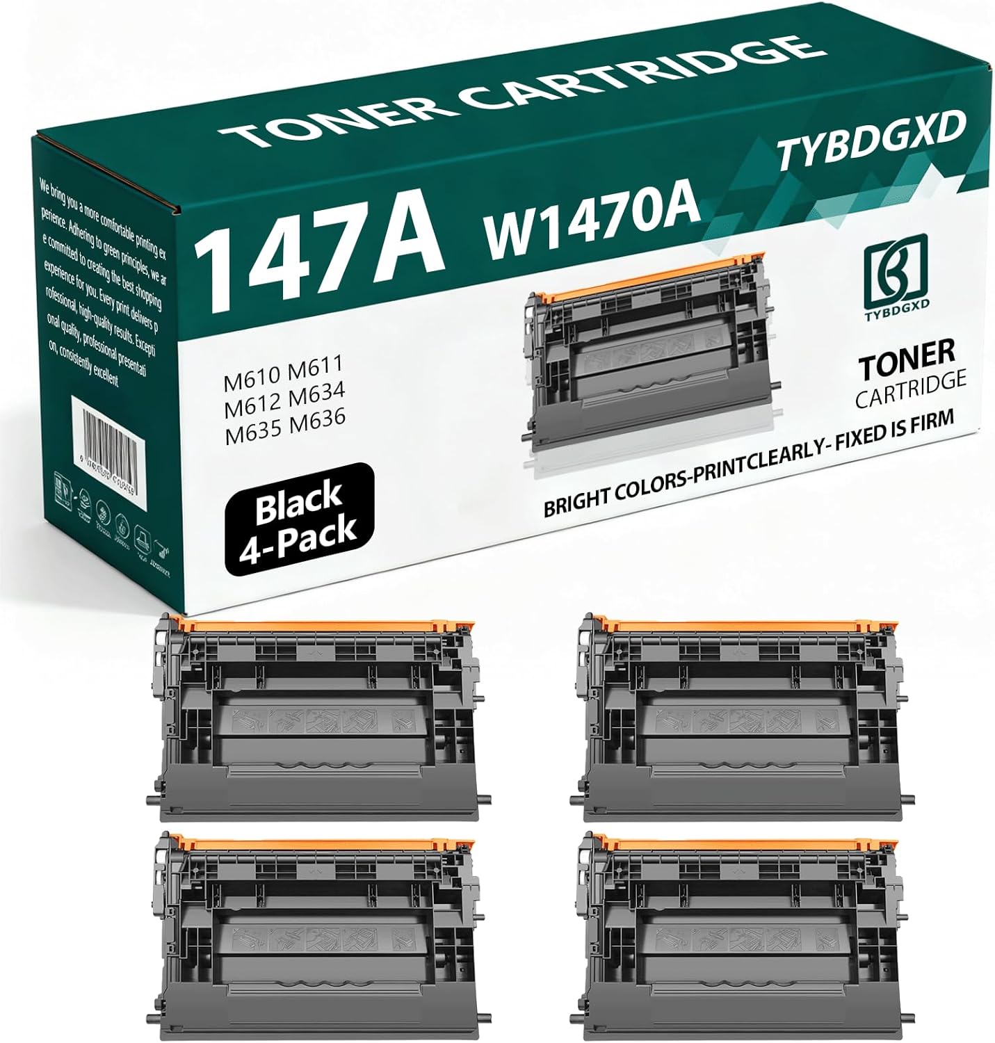 TYBDGXD 147A W1470A High Yield Black 10500 Pages Toner Cartridge Compatible for HP Compatible Replacement for HP M610 M611 M612 M634 M635 M636 Printers,4-Pack