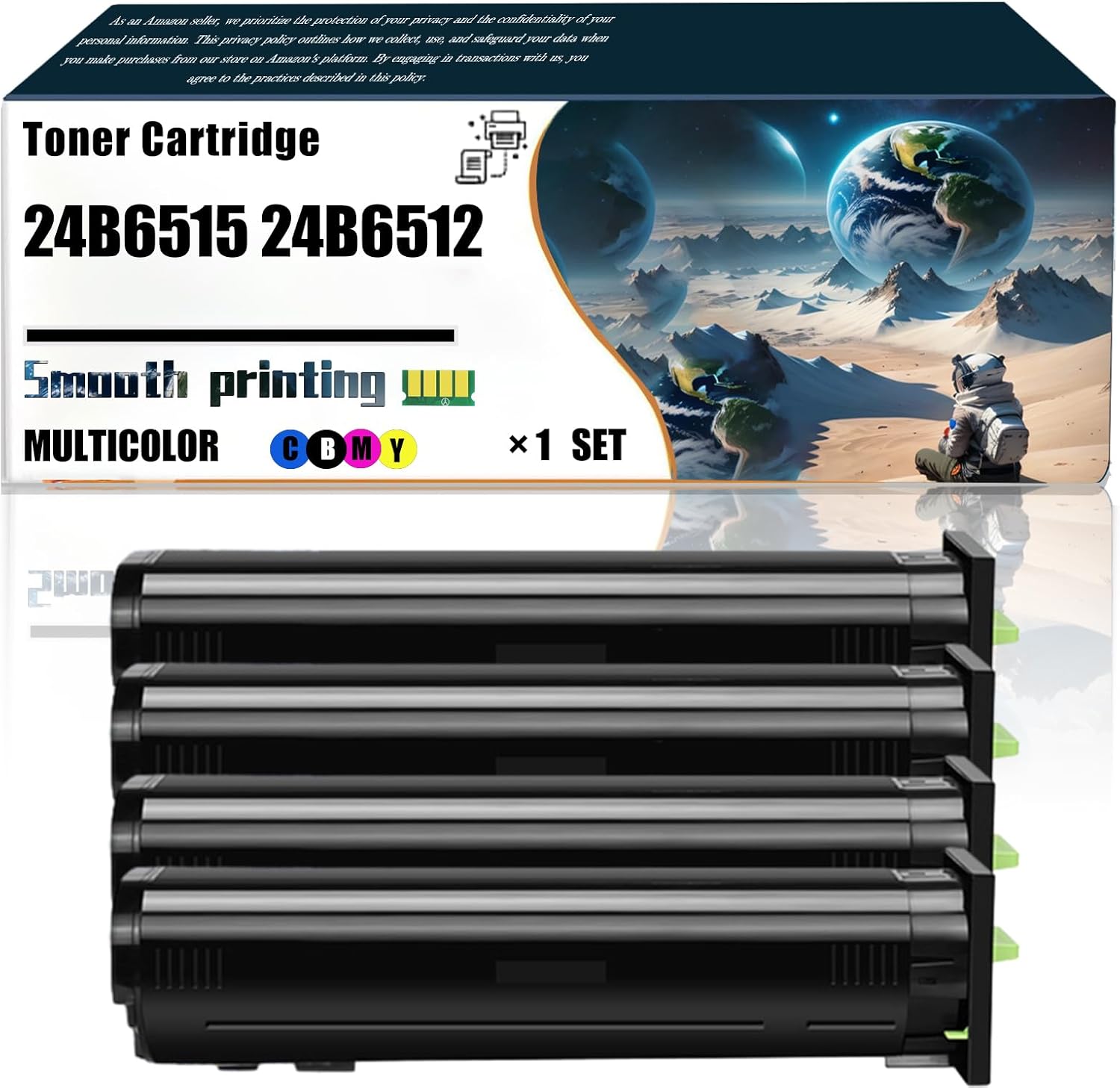 Replacement Parts Toner Cartridge 24B6515 24B6512 24B6513 24B6514 Compatible with Lexmark XC8160 XC8160de XC8160dte Printers, Contains Chip and Clear Printing (4-Pack BK/C/M/Y)