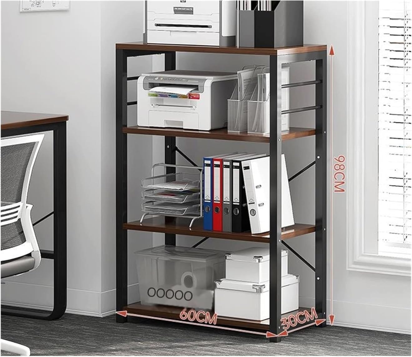 Bookshelf Landing Office Rack, Printer Shelf Simple Home Multi-Layer Storage Copier Small Cabinet TMP1105 (Color : 60x30x98CM)