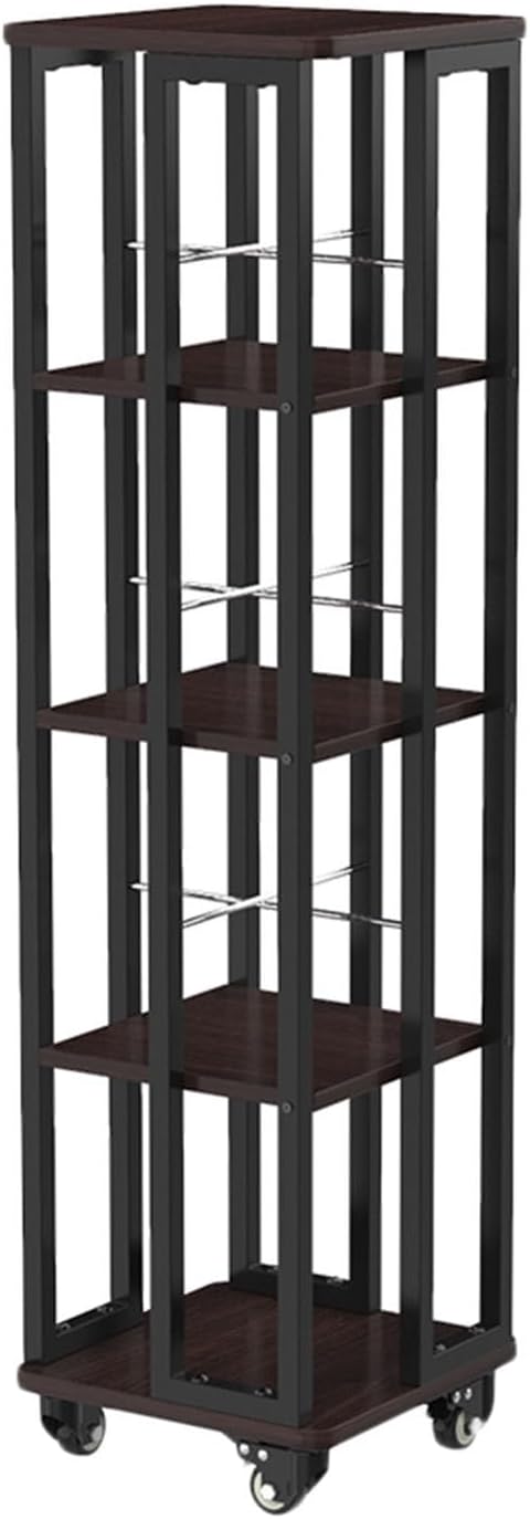 GaRcan CD Rack 360° Rotating Storage 3-Tier Rotating Bookshelf,Display Rack Floor Standing Bookcase,Suitable for Office/Home (Black 35x35x136cm)