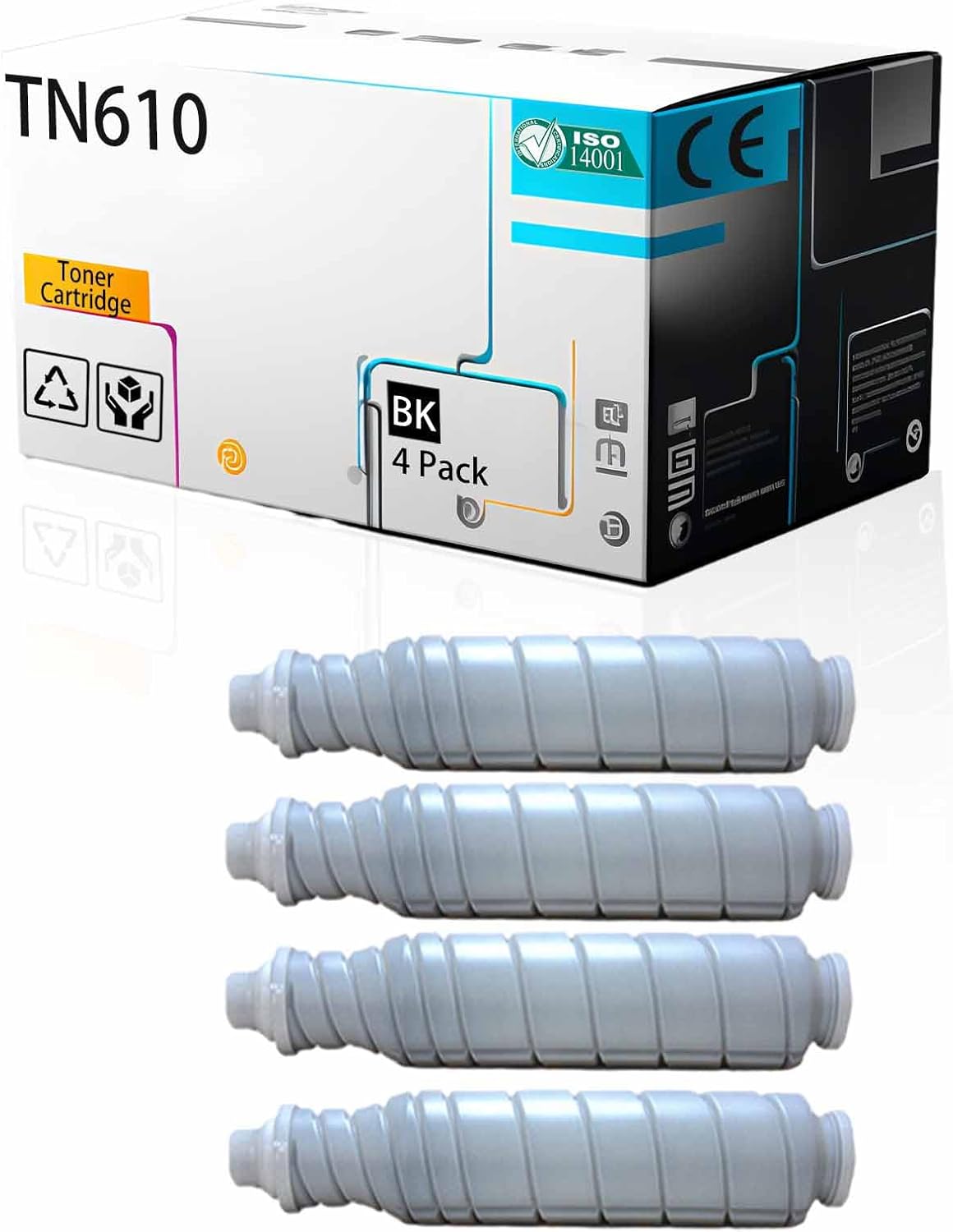 LSSF TN610 TN610K TN610C TN610M TN610Y Toner Cartridge Compatible for Konica Minolta Pro C5500 C6500 C6500E C6500EP C6500P Printer, High Print Page Volume with Chip (Black 4Pack)