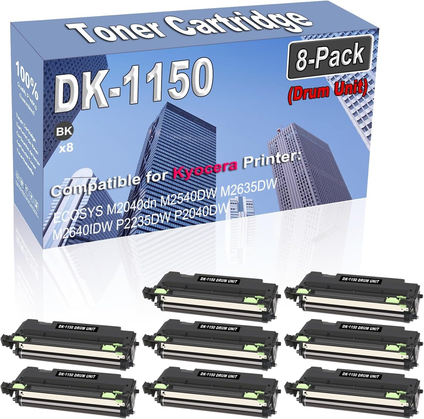 Credibility Store 8-Pack (Black) Compatible High Capacity DK-1150 DK1150 (302RV93140) Drum Unit Used for Kyocera ECOSYS M2040dn M2540DW M2635DW M2640IDW P2235DW P2040DW Printer