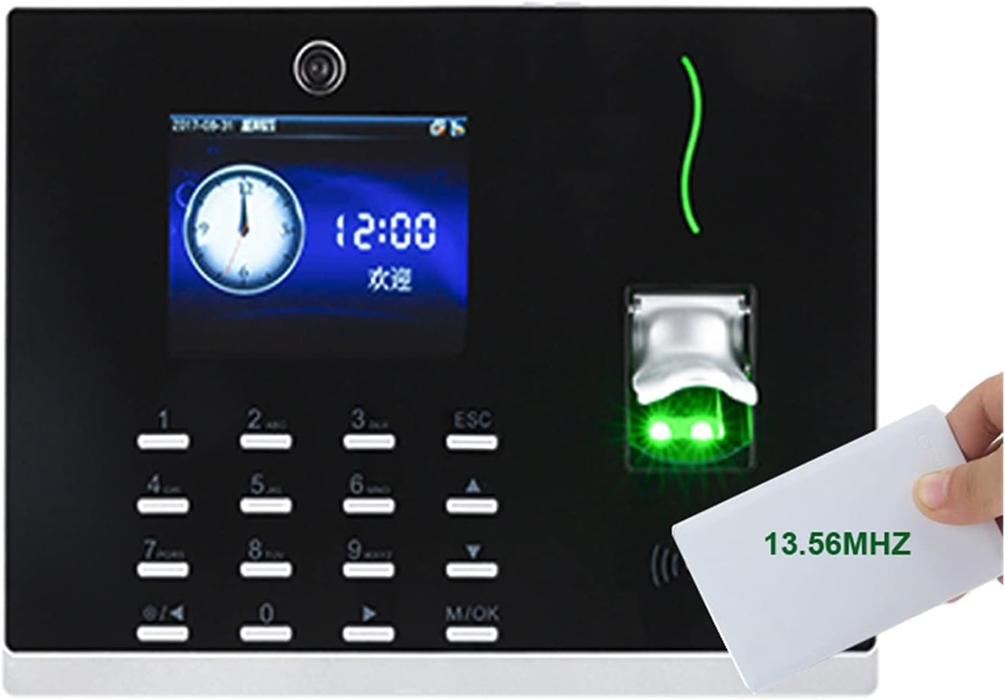 GHJKLZNMRU Time Clock with WiFi Boimetrics Fingerprint Recognition Time Attendance Terminal Employee Facial Clock Recorder Time Attendance Office Electronics Products (Color : CS800 IC)
