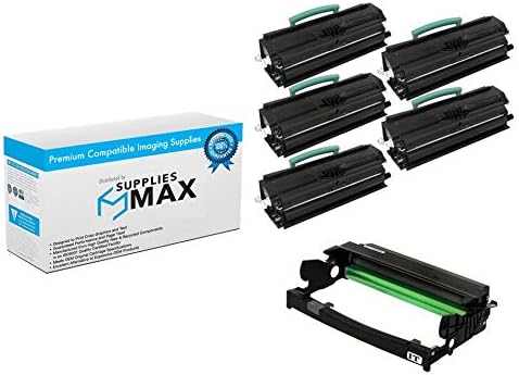 SuppliesMAX Compatible Replacement for Lexmark E250D/E250DN/E350D/E352DN Drum/Jumbo High Yield Toner Value Combo Pack (1-Drum Unit/5-Toners) (E250X22G_1PK/E250A21AEJ_5PKVB)