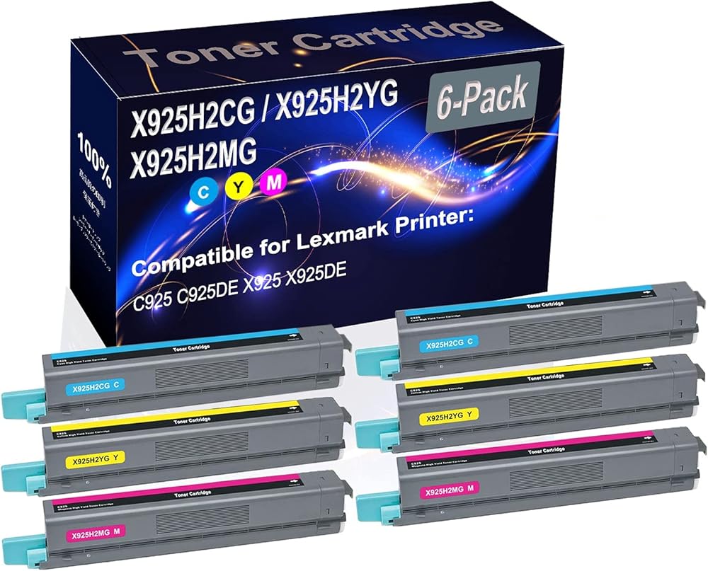 Kolasels 6-Pack (2C+2Y+2M) Compatible High Yield X925H2CG X925H2YG X925H2MG Printer Toner Cartridge use for C925 C925DE X925 X925DE Printers