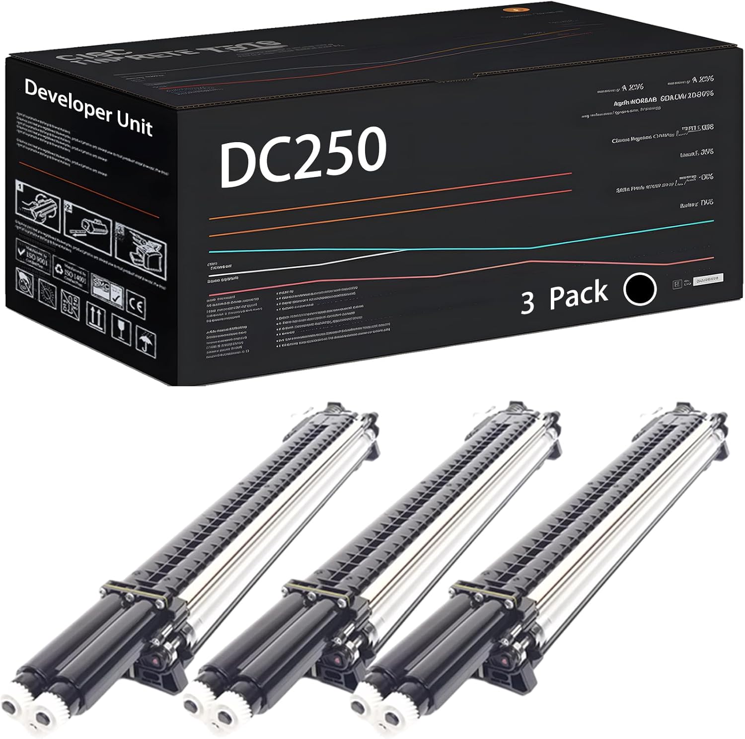 UVUMB Compatible with Xerox DC250 Developer Unit Work for Xerox DocuColor 240 242 250 252 260 WorkCentre 7655 7665 7675 7755 7765 Printers (3 Pack Black)
