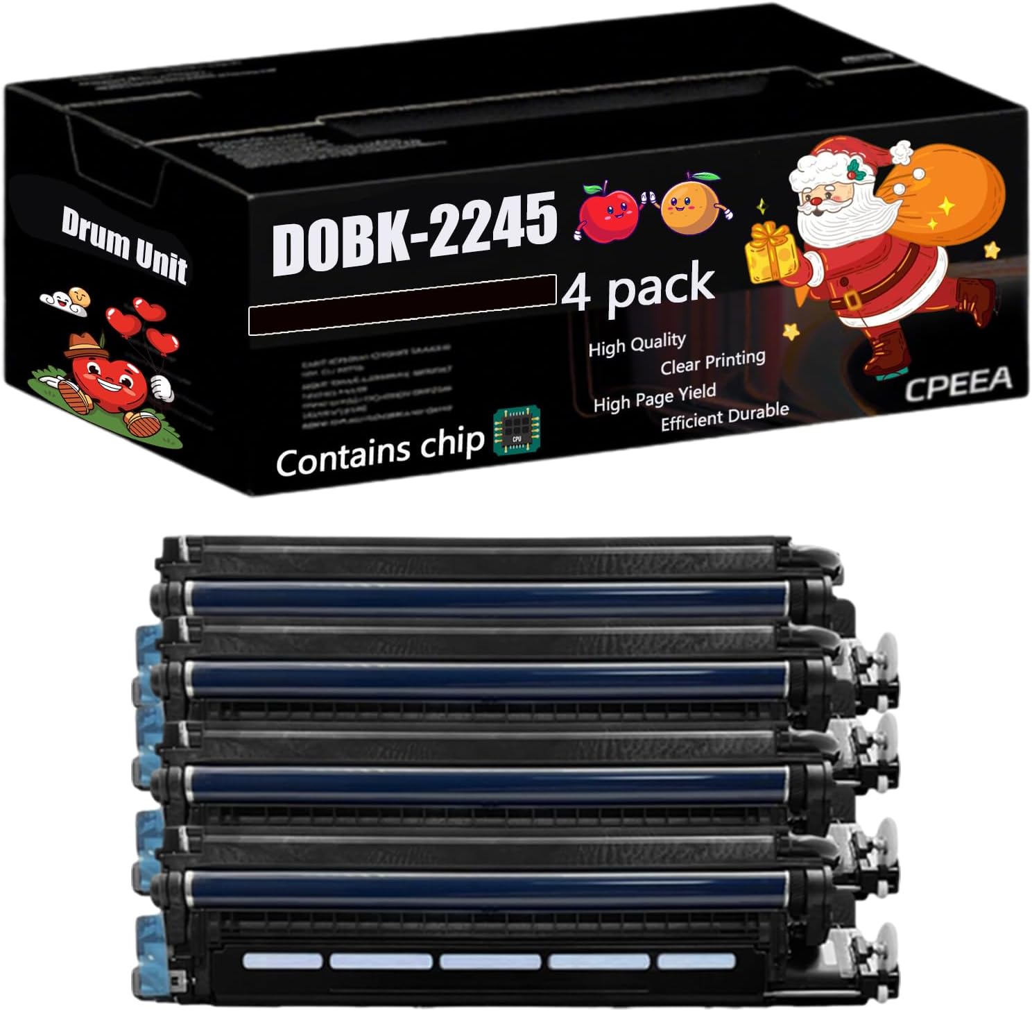 Compatible for Ricoh D0BK-2245 Drum Unit Work for Ricoh IM C2000 C2500 Printers, with Chip, High Yield 90000 Pages, Clear Printing (4 Pack Black)