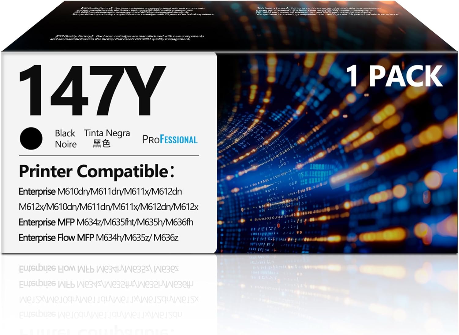 147Y Extra Black Toner Cartridges High Yield New Chip Replacement for HP147Y Black Toner Compatible with HP Laser Jet Enterprise Flow MFP M634h M635z M636z M610dn M611dn M612dn Printer (1 Black)