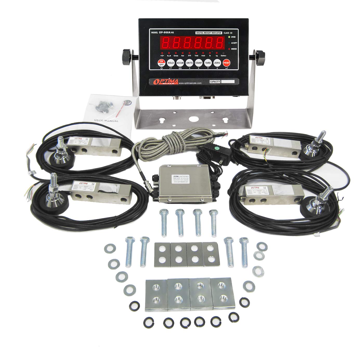 Optima Scale OP-720-5K Build It Yourself 5,000 LBS Floor Scale Package (Everything You Need For A Floor Scale Except The Platform)