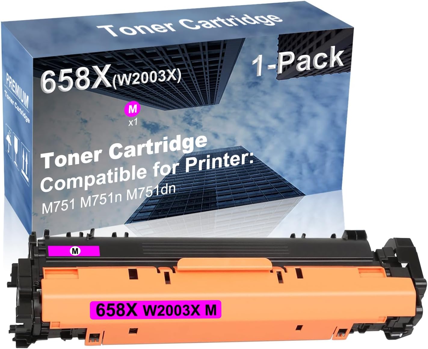 1-Pack (Magenta) Compatible High Yield 658X (W2003X) Laser Printer Toner Cartridge Used for M751 M751n M751dn Printer