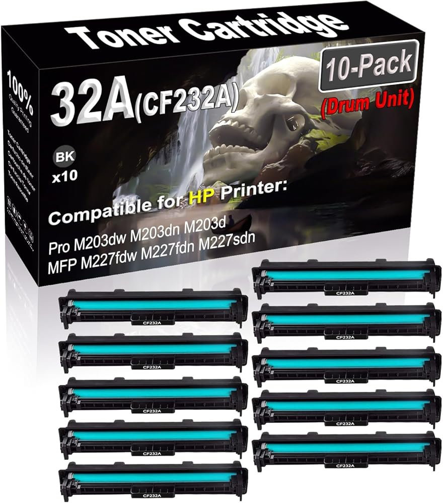 SINIYA 10-Pack Compatible High Capacity 32A CF232A Printer Drum Unit Used for Pro M203dw M203dn M203d MFP M227fdw M227fdn M227sdn Printer (Black)