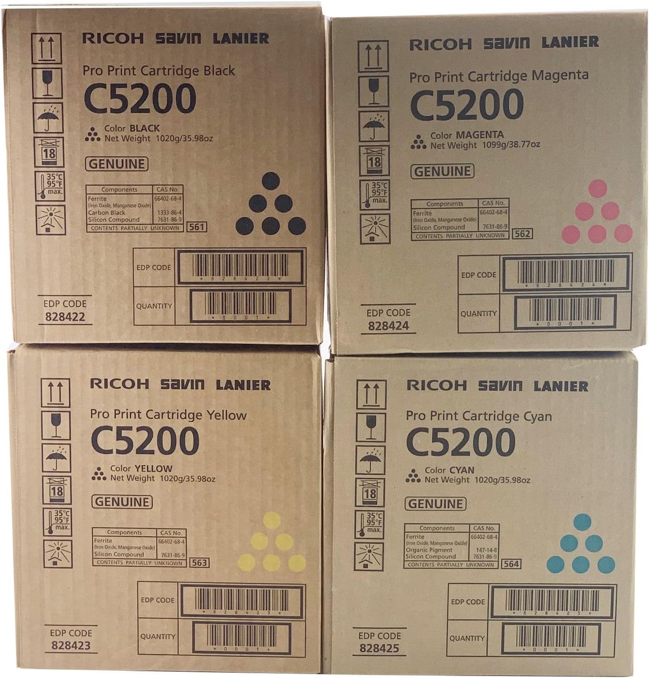 828422 828423 828424 828425 Genuine New Black Cyan Magenta Yellow Toner C5200S C5210S