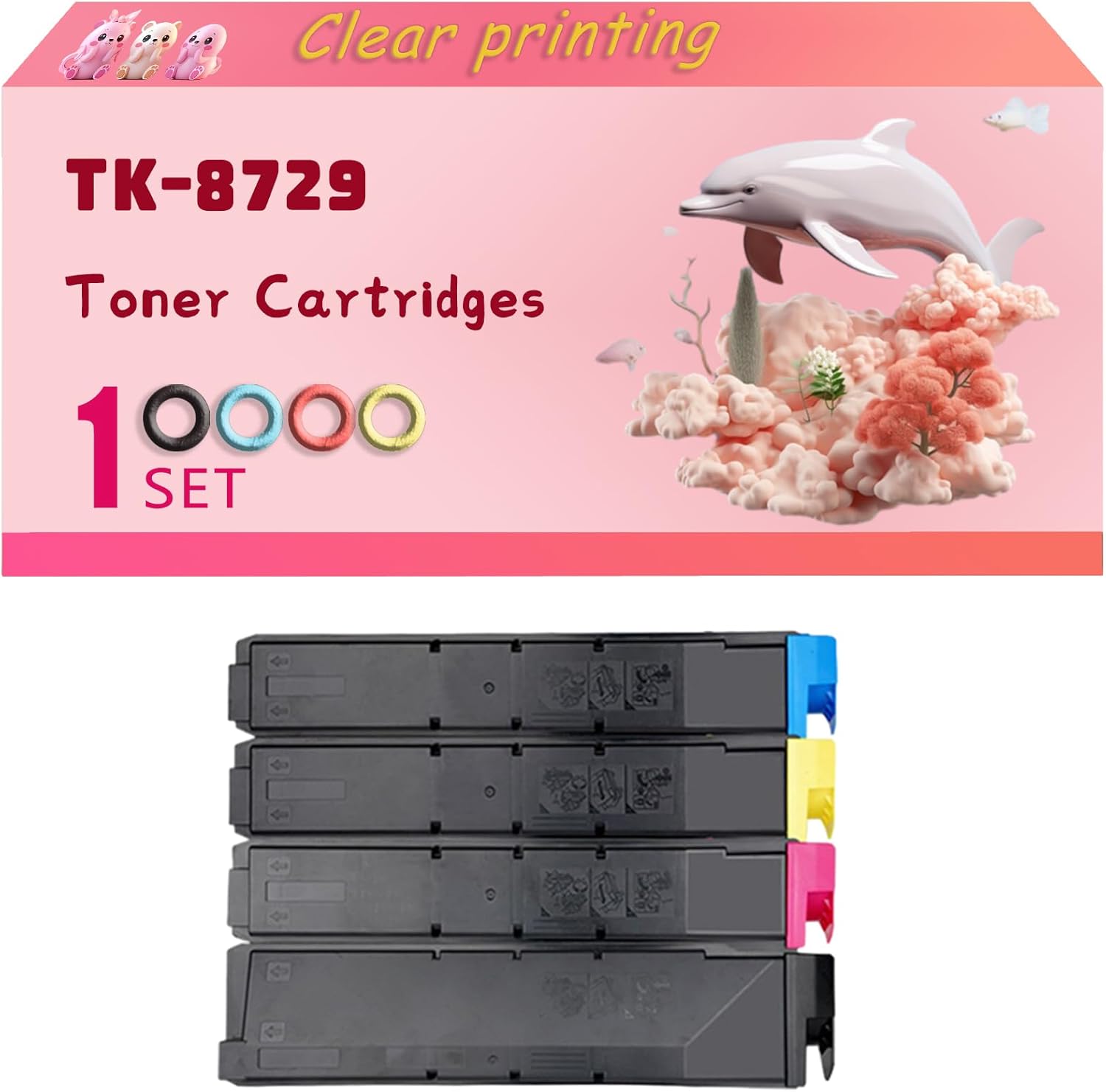 LECUU TK-8729 Toner Cartridges Compatible for Copystar CS7052ci CS8052ci Printers, High Yield 85000 Pages, Clear Bright Colors (4-Pack BK/C/M/Y)