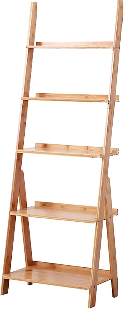 Wddwymll Industrial Style Design Ladder Shelf, Sturdy Easy Assembly Bookcase,Retro Storage Shelves,for Hallway,Balcony,Bedroom(Wood Color, Brown)