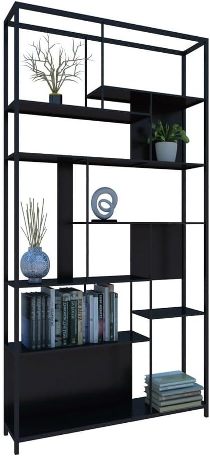 LOVULIFE Book Shelf Storage Rack Nordic Metal Bookshelf Multi-Storey Storage Shelf Bookcase Living Room Office Simple Partition Display Stand Bookshelf Bookcase(Color:B,Size:120 * 25 * 200cm)