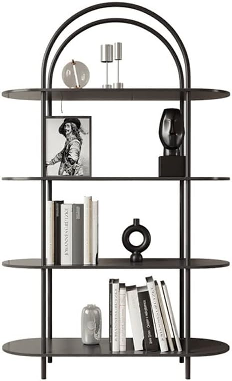 UNNS Bookshelf Creative Minimalist Black Four-Layer Bookshelf Home Display Rack Study Storage Rack Decorative Rack Office Locker Bookcase Organizer (Color : A)