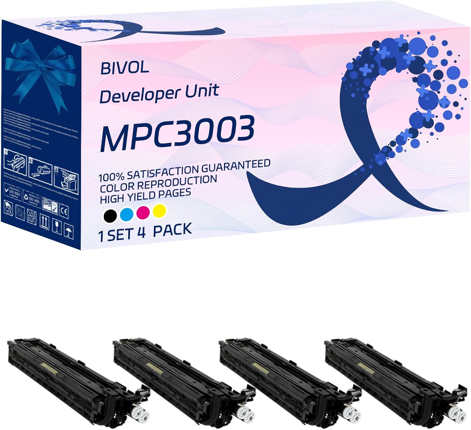 BIVOL Compatible for Ricoh MPC3003 Developer Unit Work for Ricoh MP C3003 C3503 C4503 C5503 C6003 Printers, with Chip, High Yield 170000 Pages, Vivid Colors (Multicolor)