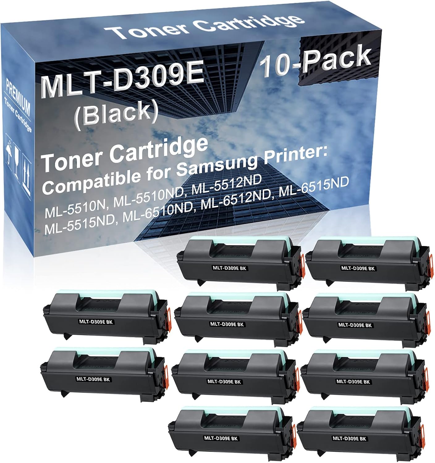 10-Pack Compatible High Capacity MLT-D309E Printer Cartridge use for ML-5515ND, ML-6510ND Printer (Black)